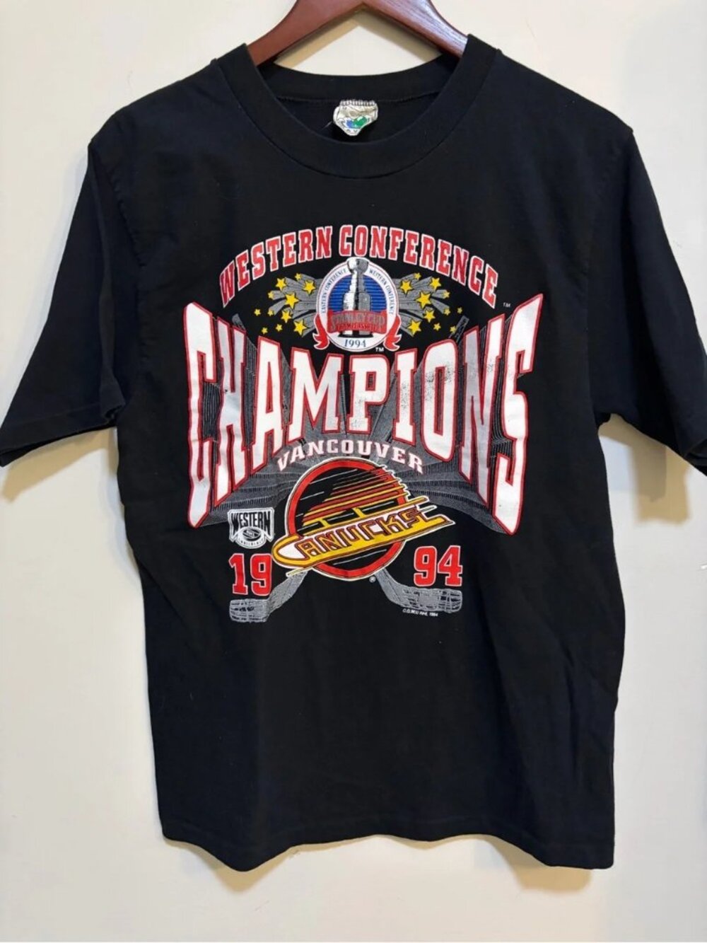 Vintage 1994 Vancouver Canucks Western Conference Champions T-Shirt NHL S